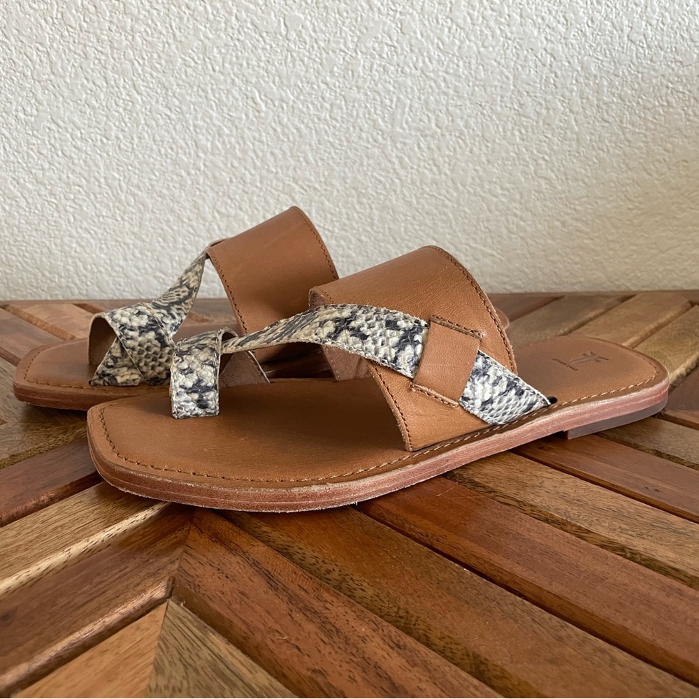 Frye Felix Band Slide Leather Camel Multi Color S… - image 1